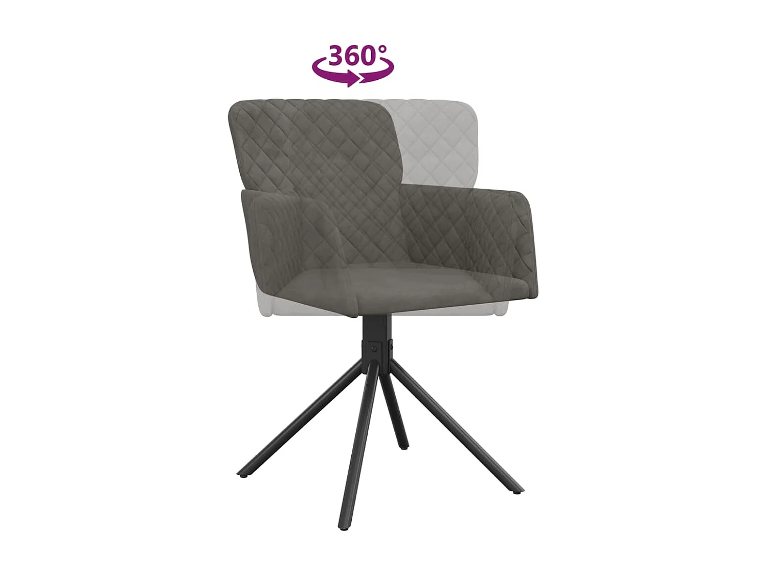Chaises pivotantes de salle à manger 2 pcs Gris foncé Velours 11