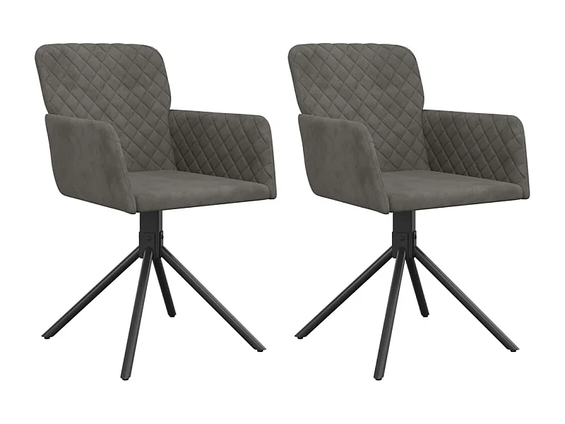 Chaises pivotantes de salle à manger 2 pcs Gris foncé Velours 11
