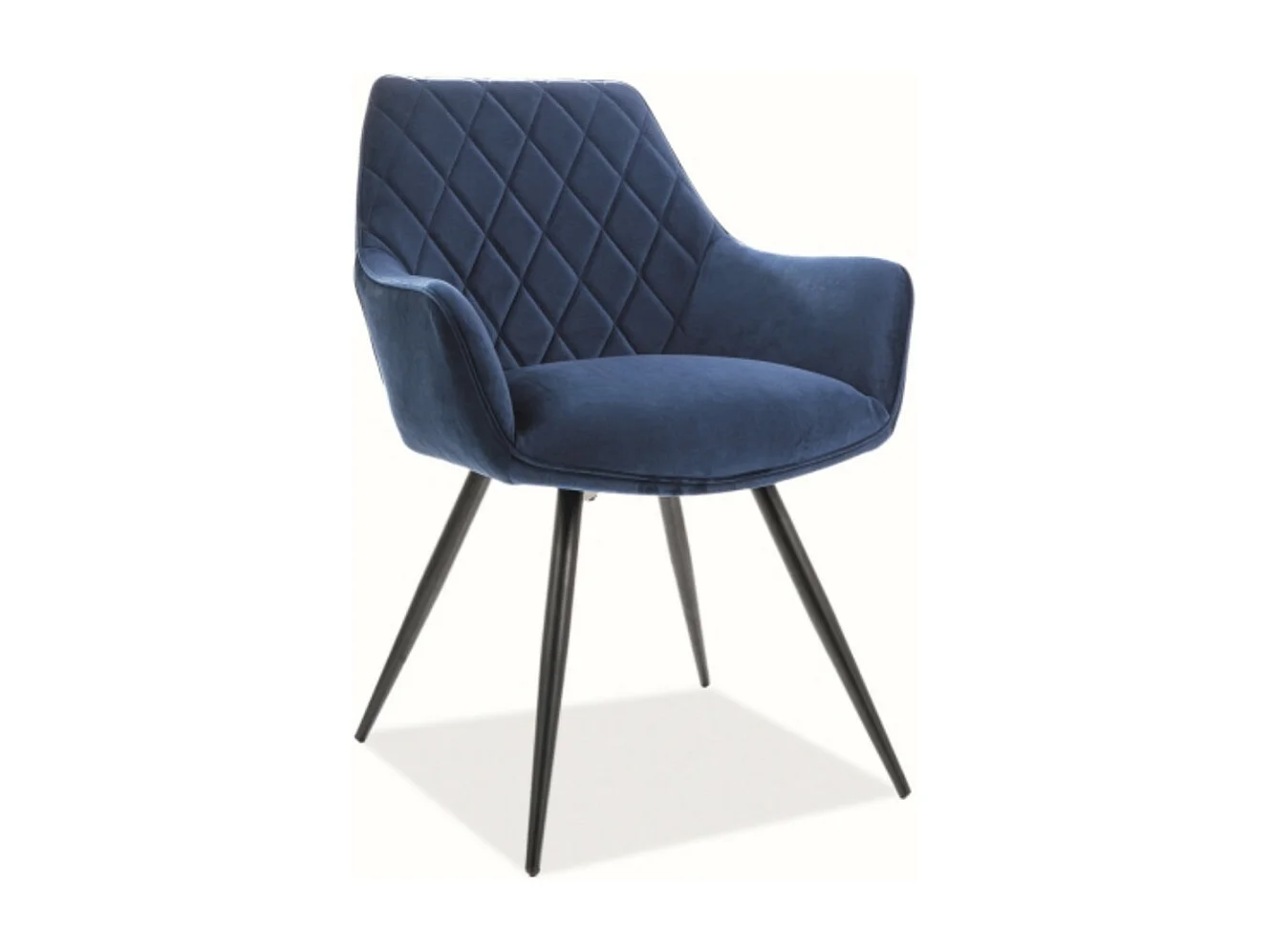 Chaise avec accoudoir velours et pieds noir Veniza - Lot de 2-Couleur Bleu denim