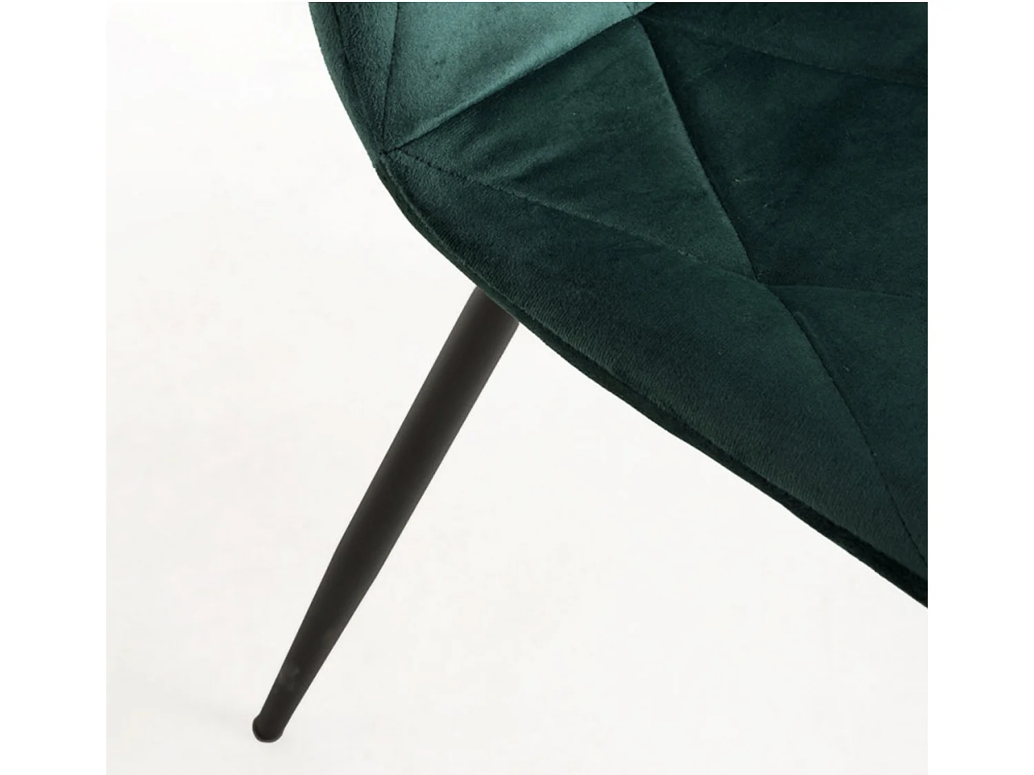Lot de 2 chaises ARIEL – Velours matelassé à losanges & pieds acier noir-Vert