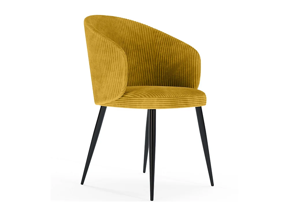 Chaise de Salle à Manger Tapissée en Velours Côtelé - Feudum Moutarde