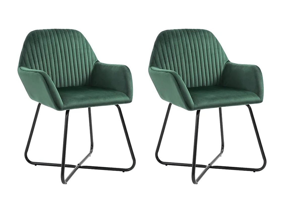 Lot de 2 chaises de salle à manger cuisine design moderne velours vert CDS021136