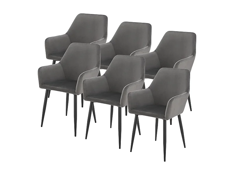 Lot de 6 chaises de salle à manger Hollola 86 x 57 x 56 cm gris foncé [en.casa]