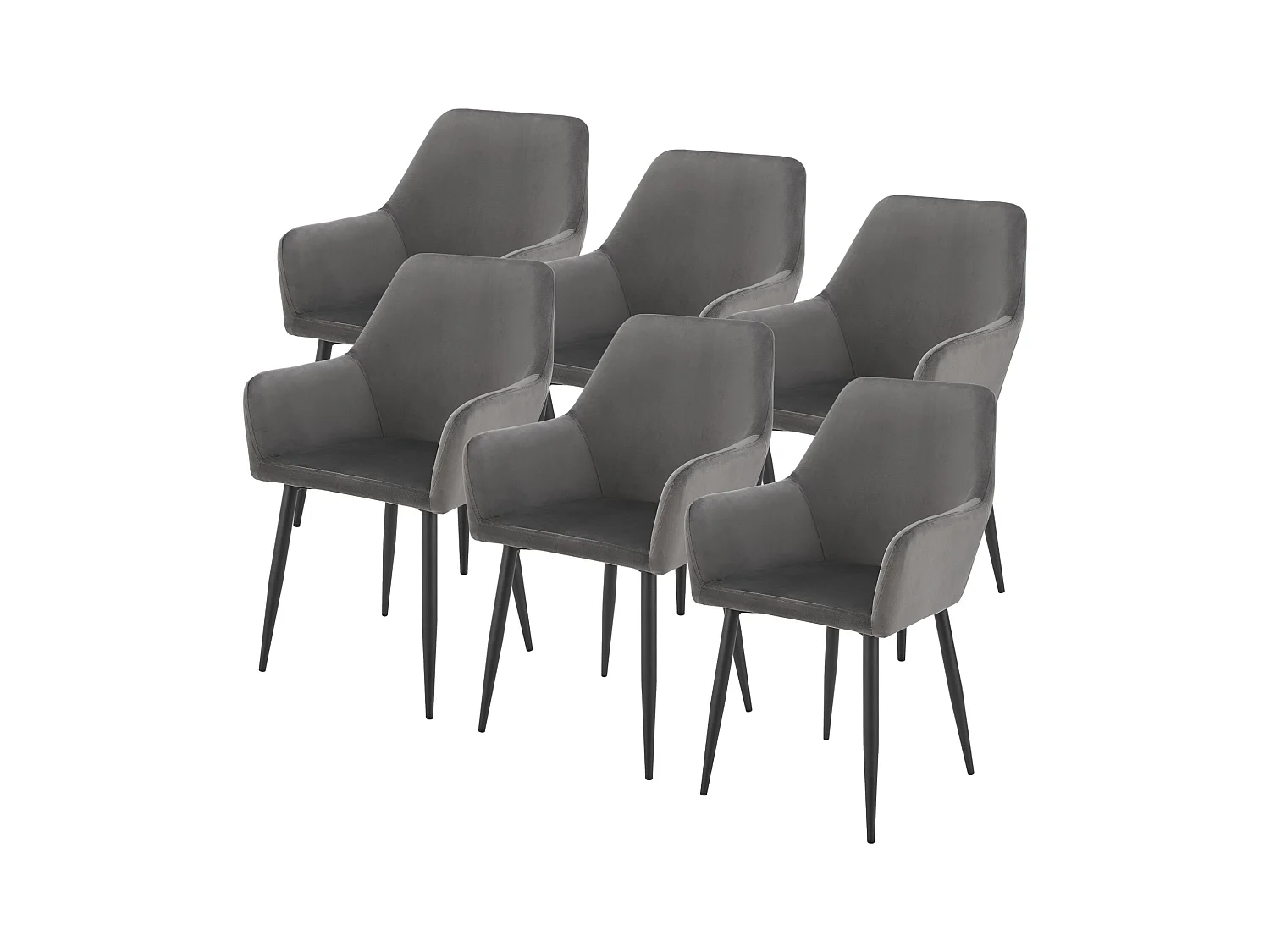 Lot de 6 chaises de salle à manger Hollola 86 x 57 x 56 cm gris foncé [en.casa]