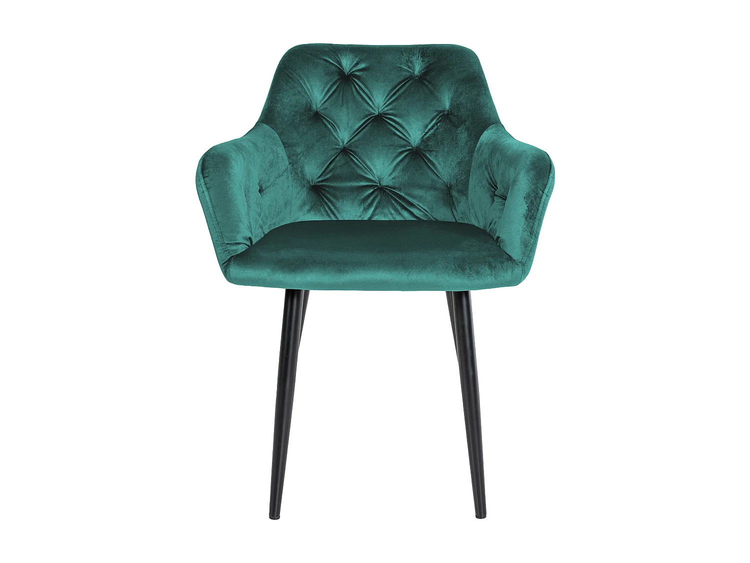 Set de 2 chaises de salle à manger avec coutures décoratives en velours vert foncé et pieds en métal noir 10_0001628