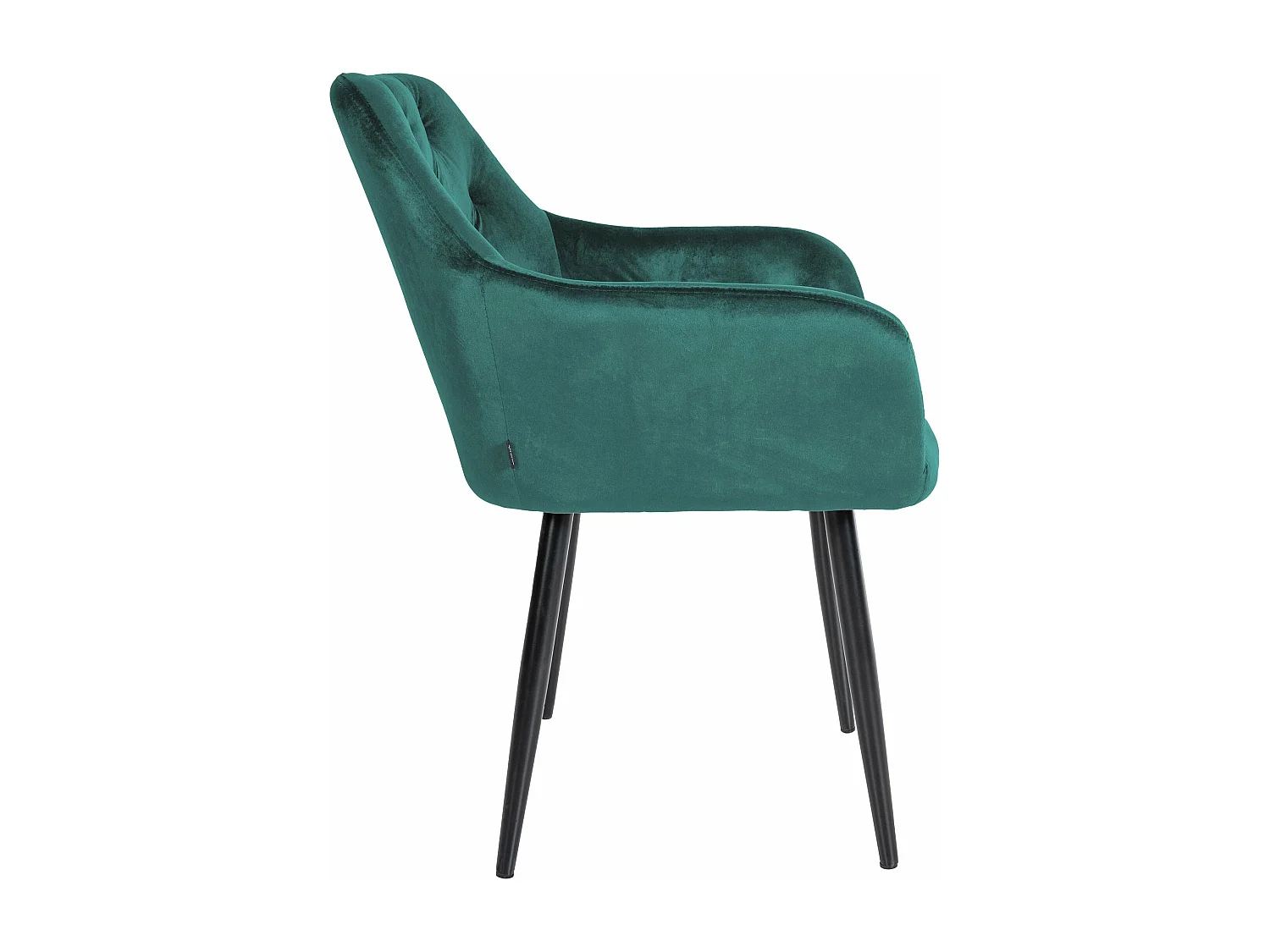 Set de 2 chaises de salle à manger avec coutures décoratives en velours vert foncé et pieds en métal noir 10_0001628