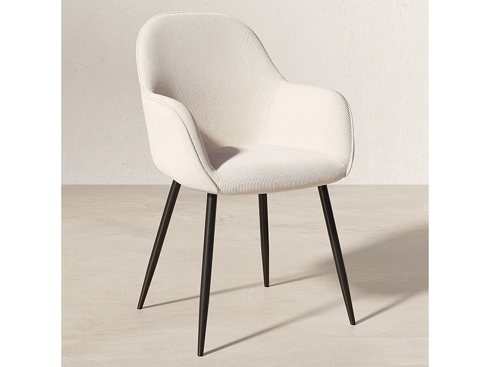 Chaise de salle à manger rembourrée en velours - Avrea Beige