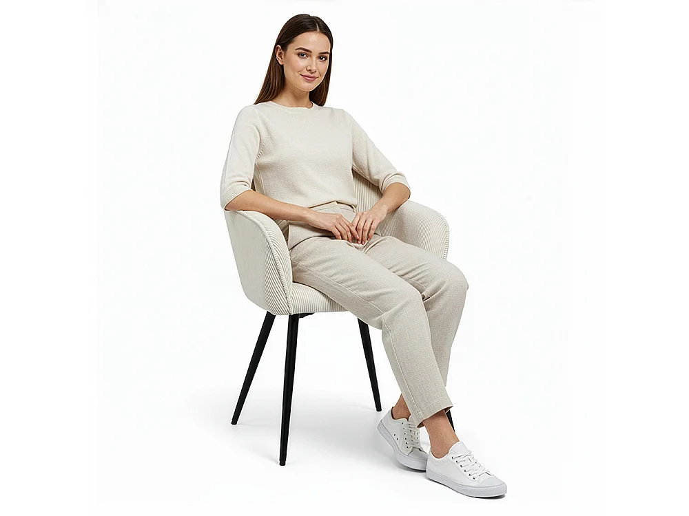 Chaise de salle à manger rembourrée en velours - Avrea Beige