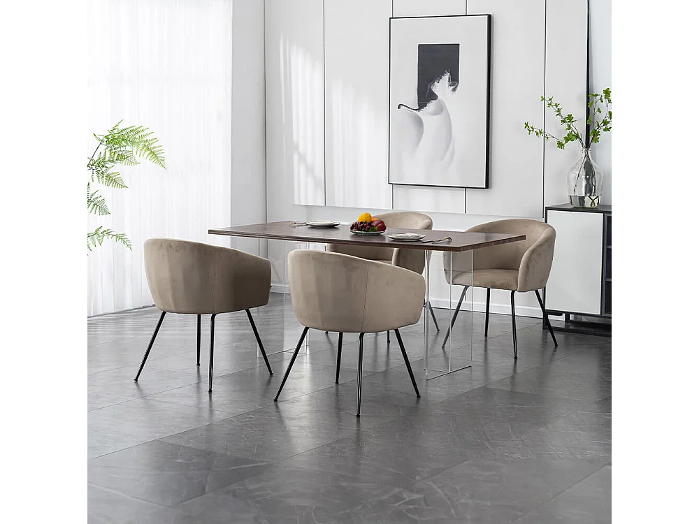 Home Deluxe Chaise de salle à manger ARIA Beige Quantité : 7