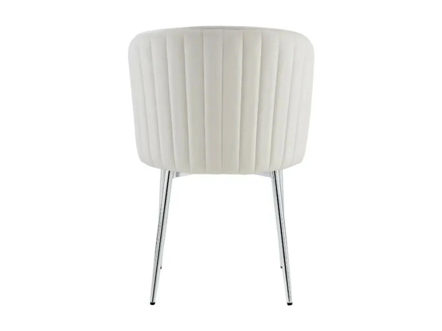 Lot de 4 chaises en velours et pieds métal chromé Komi-Couleur Ecru