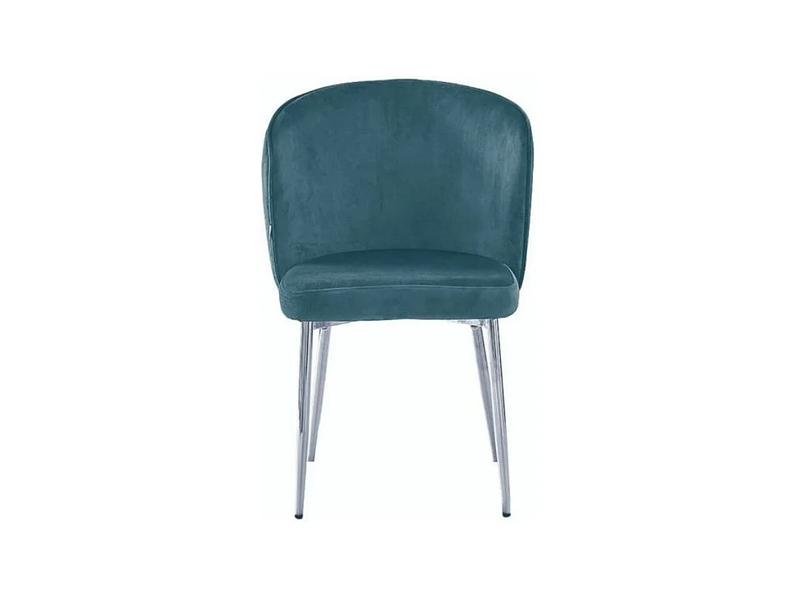 Lot de 4 chaises en velours et pieds métal chromé Komi-Couleur Ecru