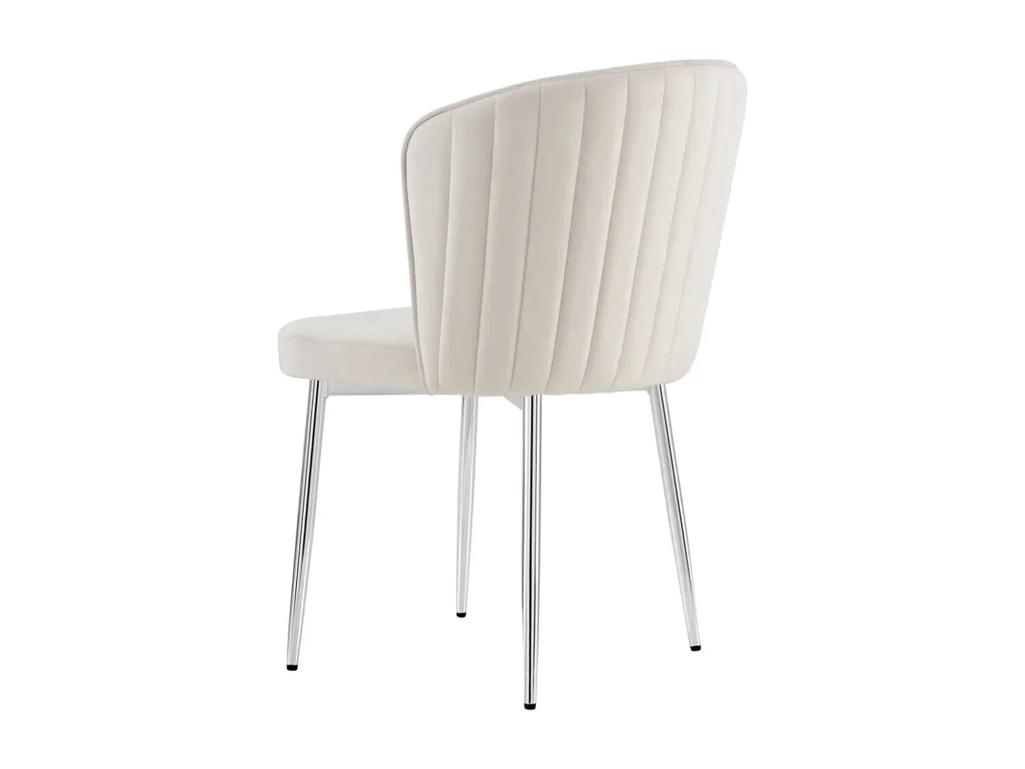 Lot de 4 chaises en velours et pieds métal chromé Komi-Couleur Ecru