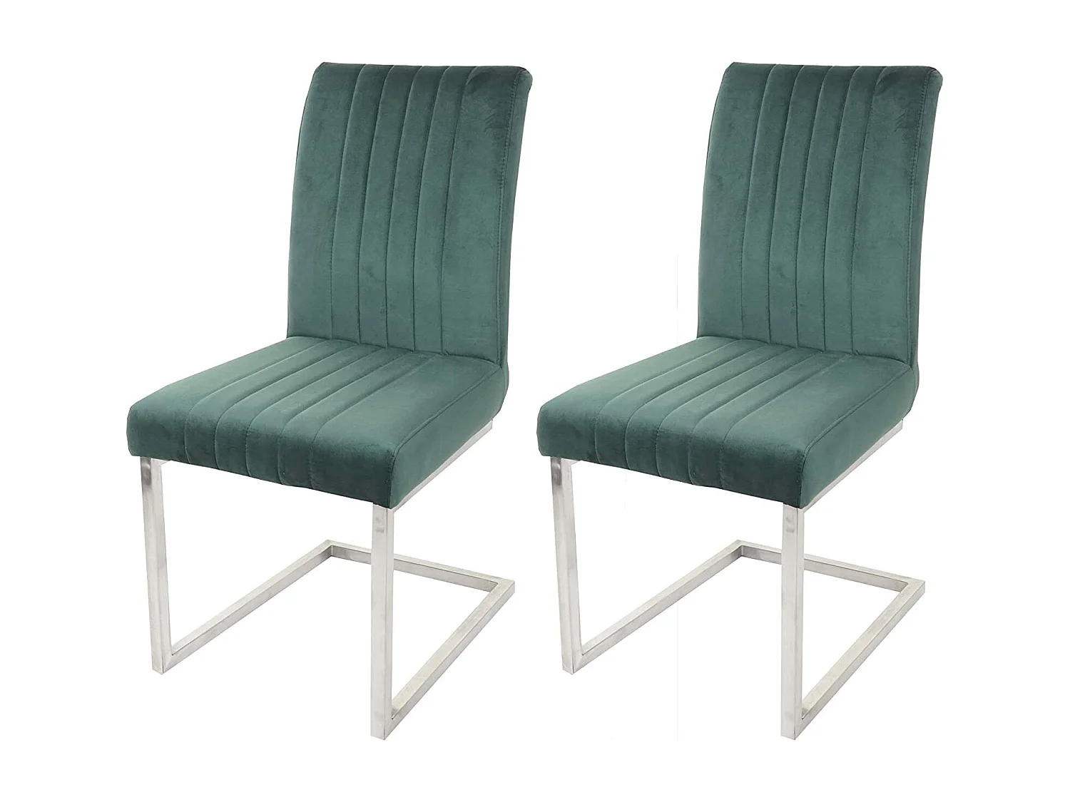 Lot de 2 chaises de salle à manger chaise de conférence en acier inoxydable brossé velours vert CDS04484