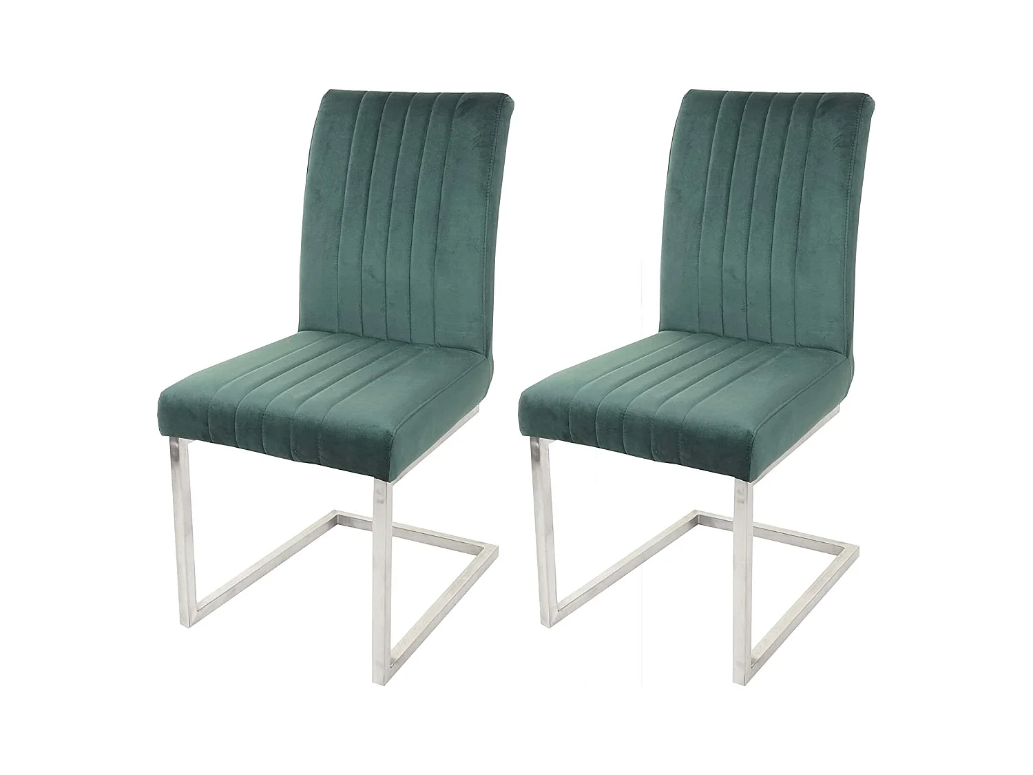 Lot de 2 chaises de salle à manger chaise de conférence en acier inoxydable brossé velours vert CDS04484