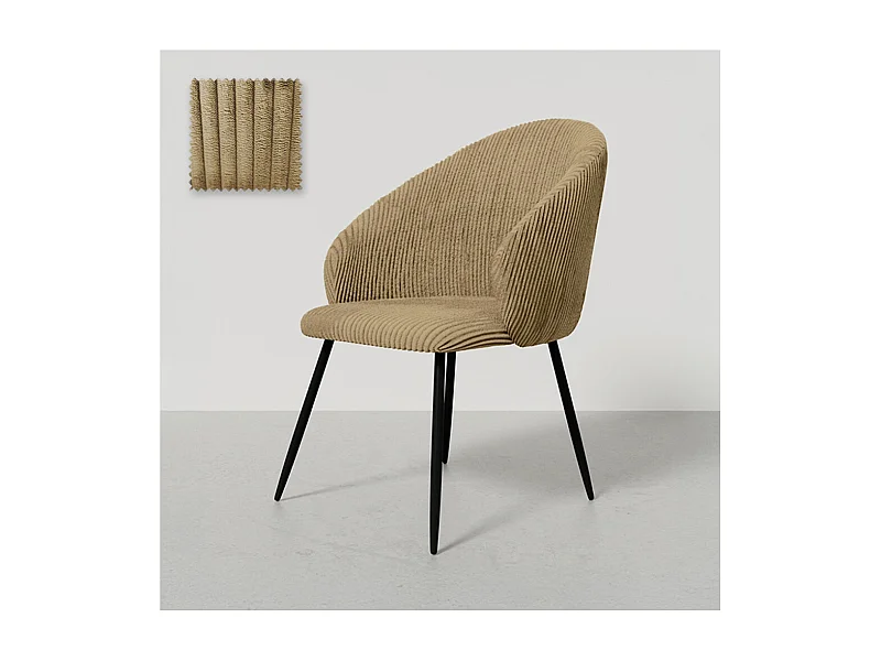 Chaise de Salle à Manger Rembourrée en Velours - Brugges Taupe
