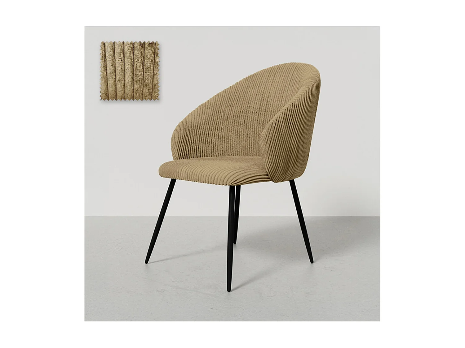 Chaise de Salle à Manger Rembourrée en Velours - Brugges Taupe