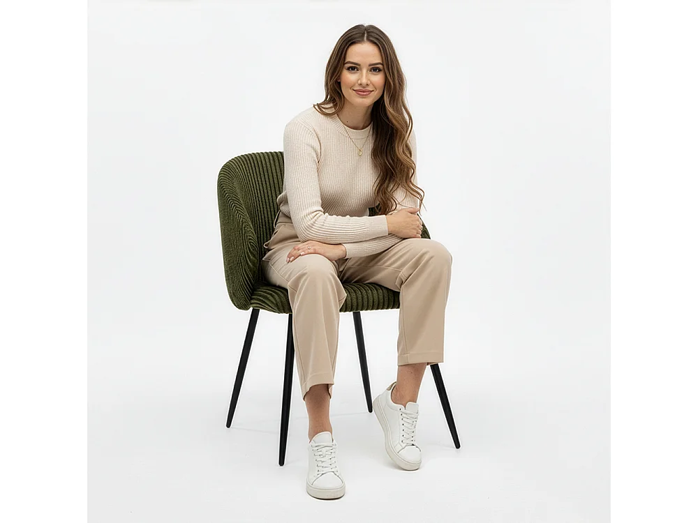 Chaise de Salle à Manger Rembourrée en Velours - Brugges Taupe