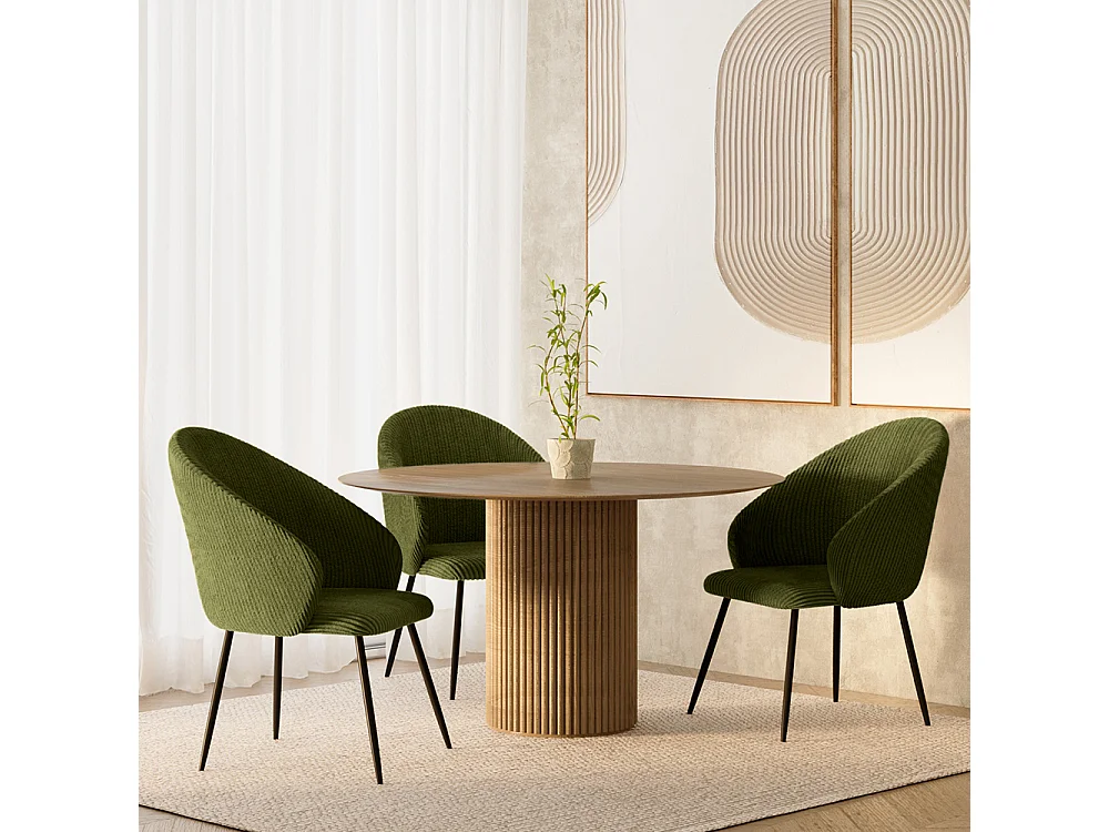 Chaise de Salle à Manger Rembourrée en Velours - Brugges Taupe