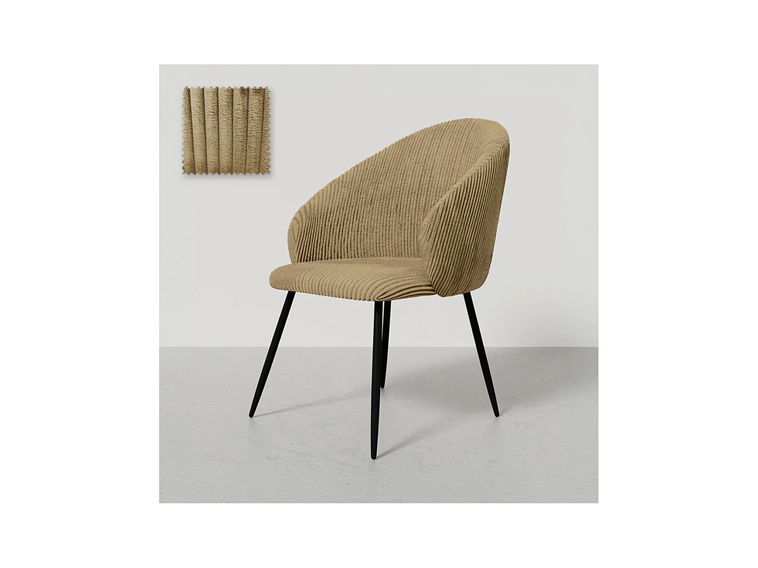Chaise de Salle à Manger Rembourrée en Velours - Brugges Taupe