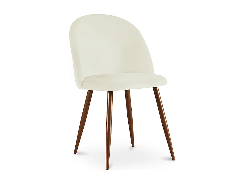 Silla de Comedor - Tapizada en Tercipelo - Diseño Escandinavo - Evelyne Crema