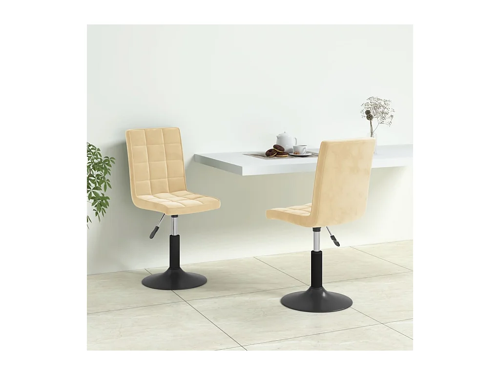Chaises pivotantes à manger lot de 2 crème velours