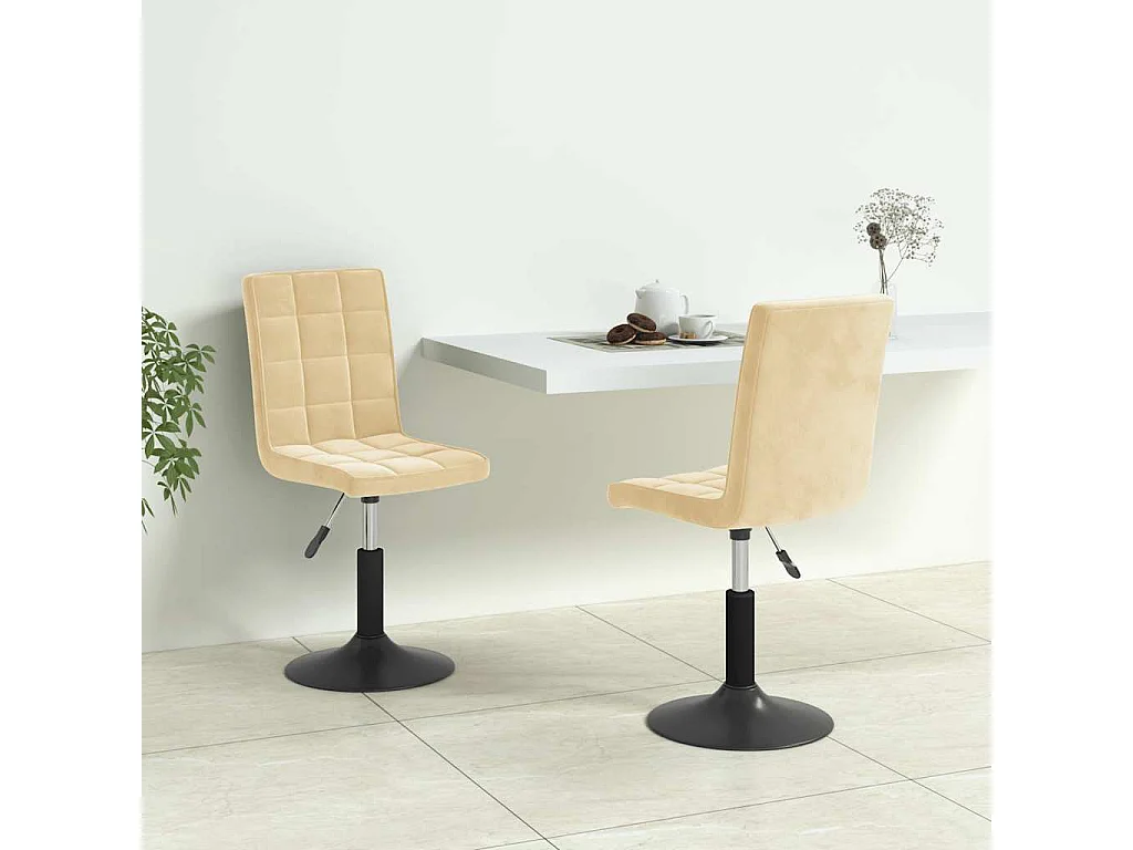 Esszimmerstühle 2 Stk. Drehbar Creme Samt