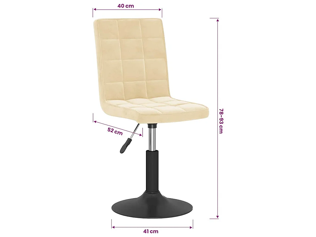 Chaises pivotantes à manger lot de 2 crème velours