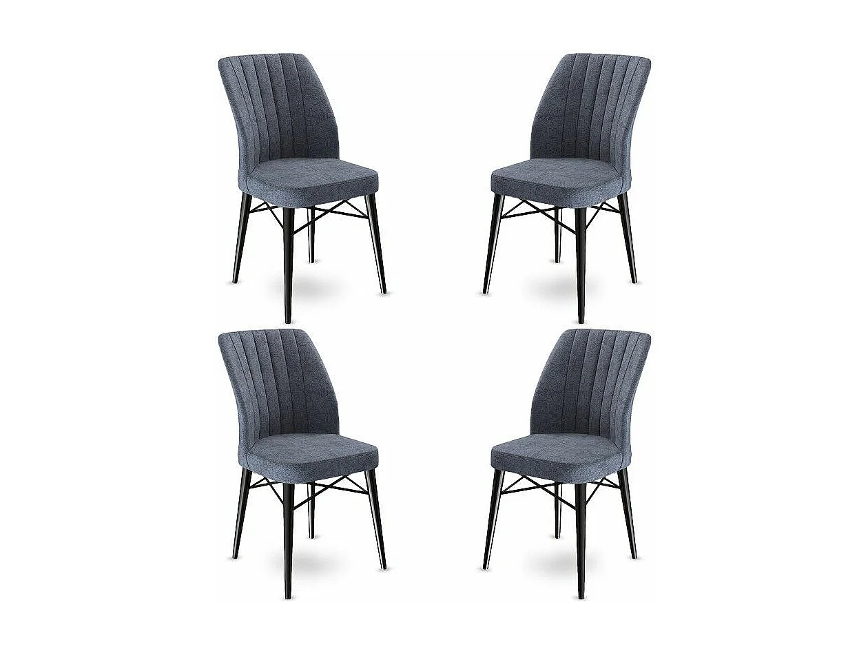 Lot de 4 chaises Miur Velours Gris foncé et Métal Noir