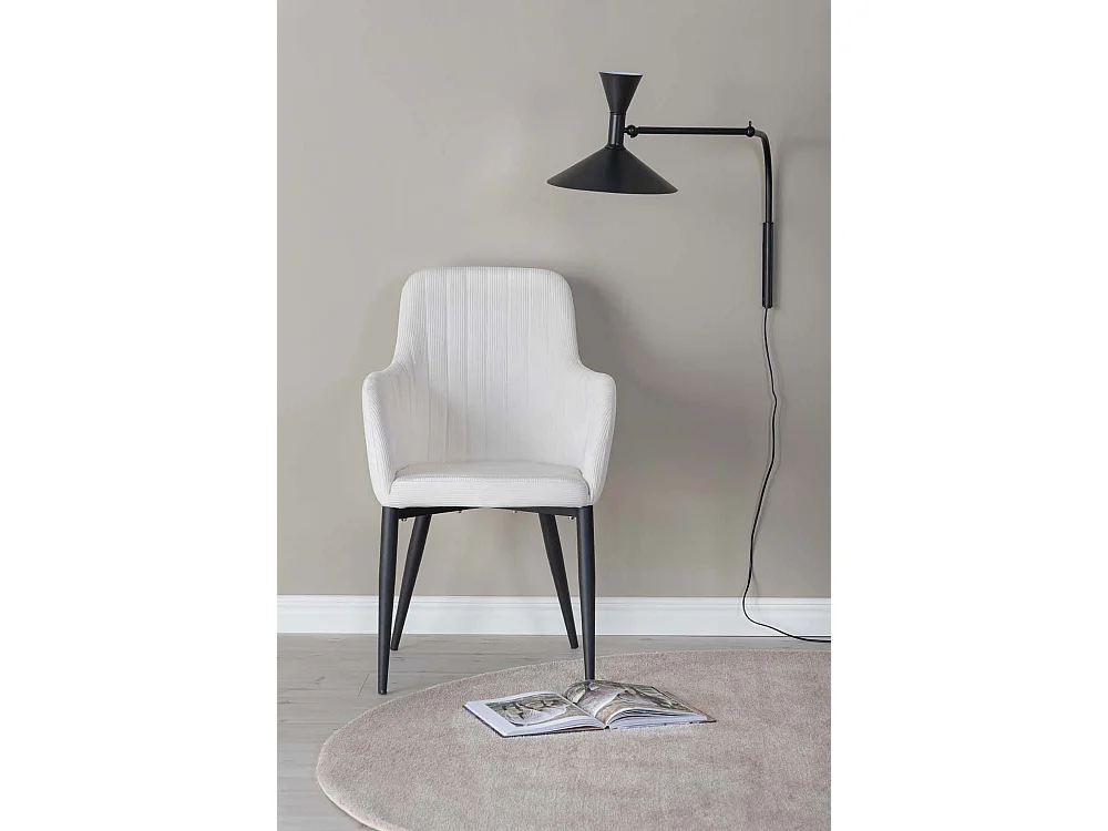 Comfort chaise de salle à manger avec accoudoirs velourss côtelé blanc