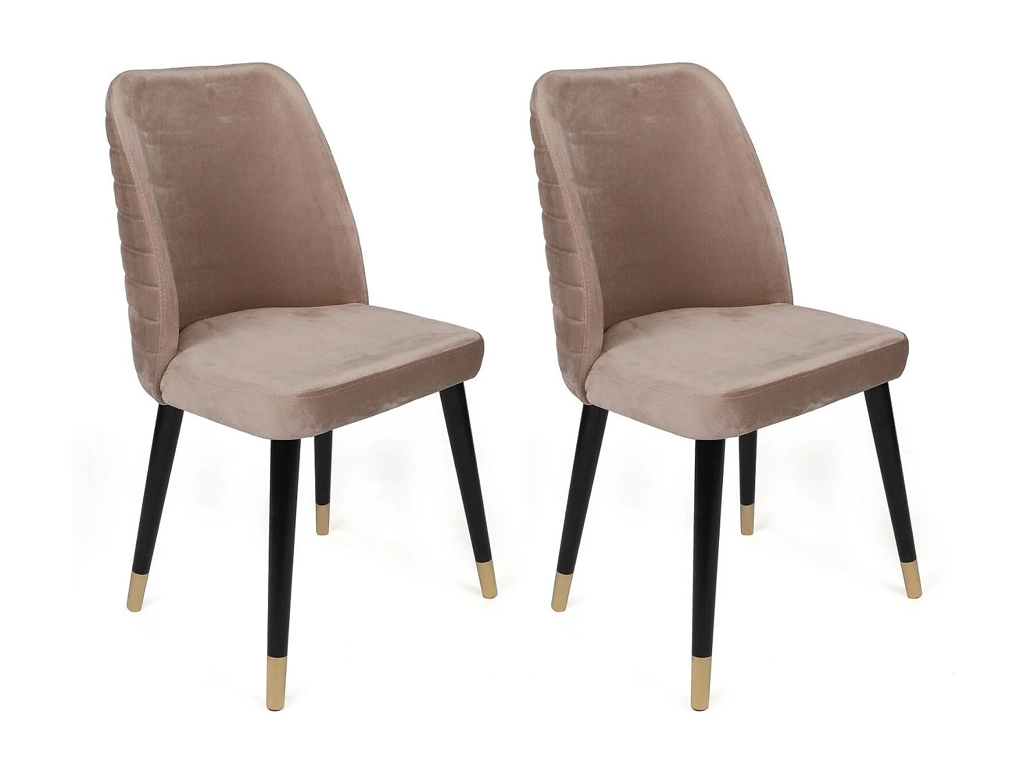 Lot de 2 chaises Vatri Velours Beige et Métal Noir et Or
