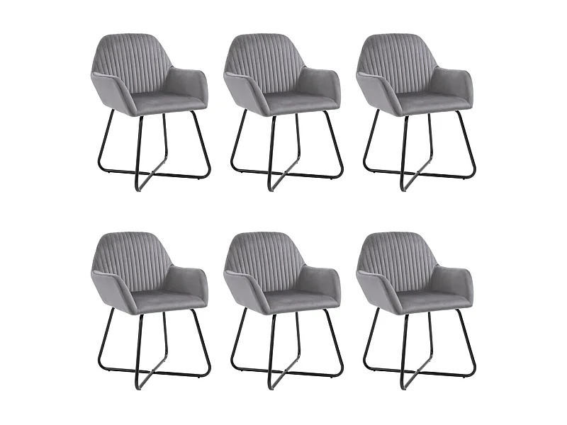Chaises de salle à manger 6 pcs Gris Velours 4
