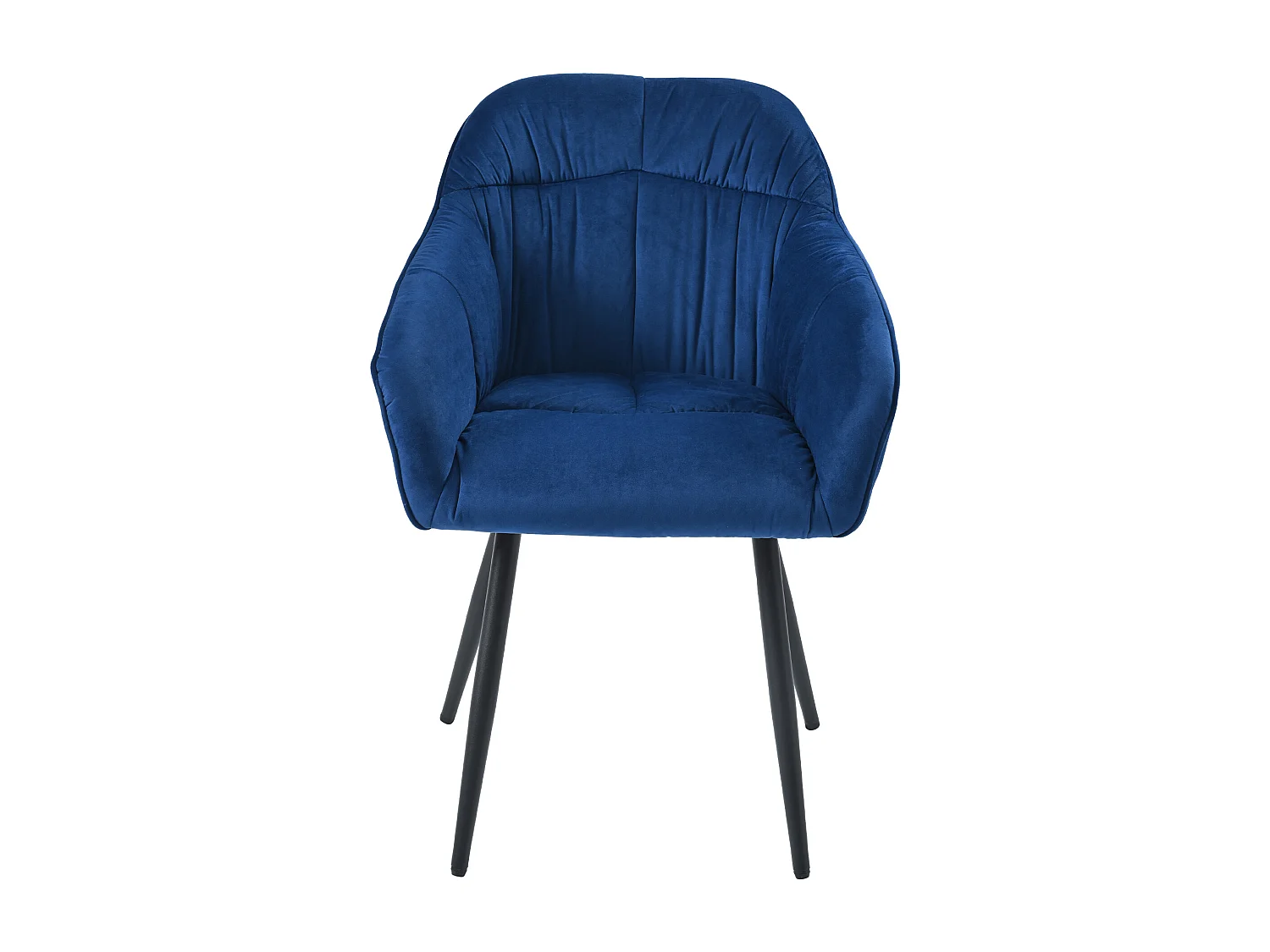 (set di 4) Sedie in velluto blu con gambe e braccioli regolabili in metallo, per sala da pranzo