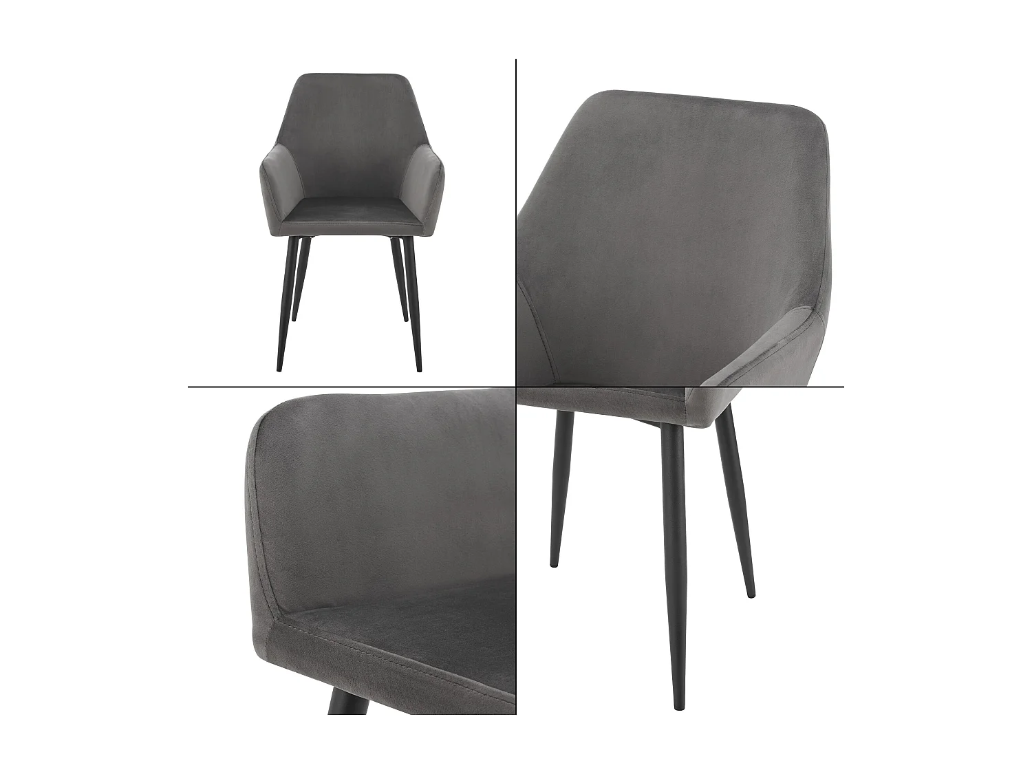 Lot de 4 chaises de salle à manger Hollola 86 x 57 x 56 cm gris foncé [en.casa]