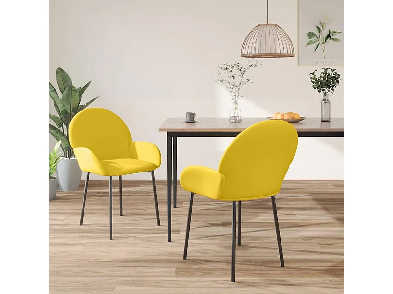 Esszimmerstühle 2 Stk. Gelb Samt