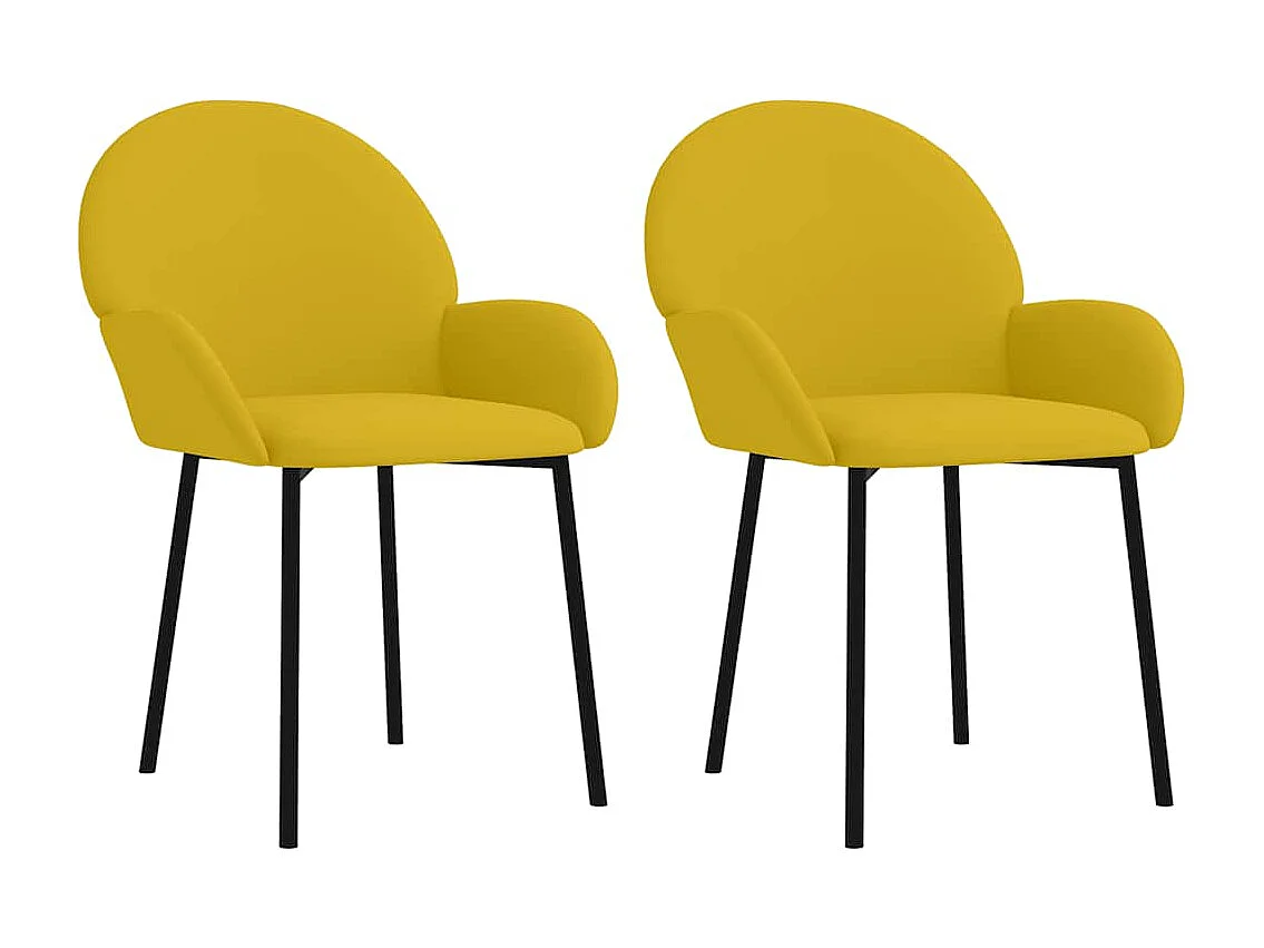 Chaises à manger lot de 2 Jaune Velours