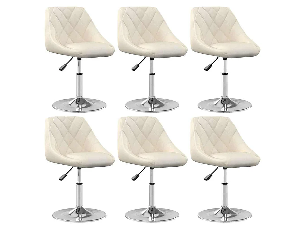 Cadeiras de jantar giratórias 6 pcs veludo cor creme