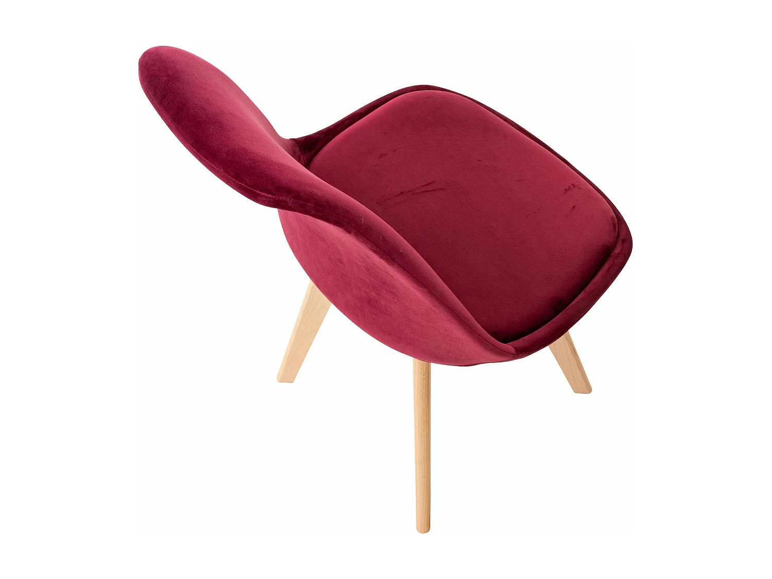 Lot de 4 chaises de salle à manger design scandinave en tissu velours bordeaux pieds bois clair CDS10380