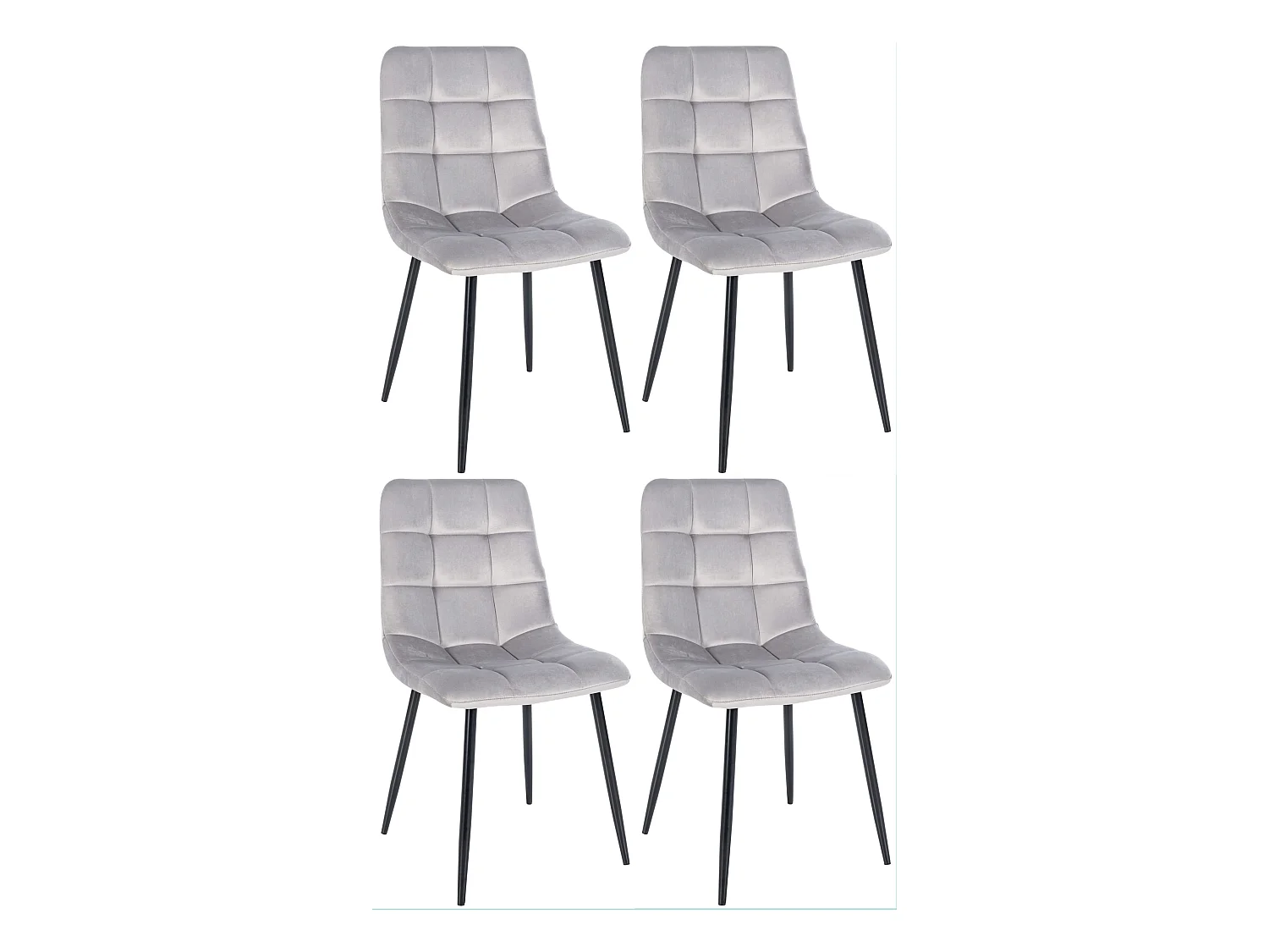 Lot de 4 chaises de salle à manger style moderne et confortable en tissu velours gris et métal noir 10_0001785