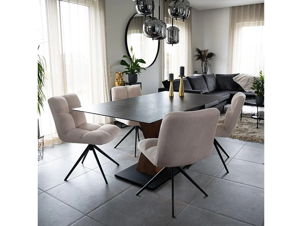 Home Deluxe Chaise de salle à manger NODA Cordée Crème Quantité : 4