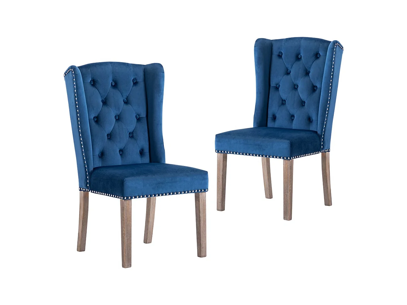Chaises à manger lot de 2 Bleu Velours