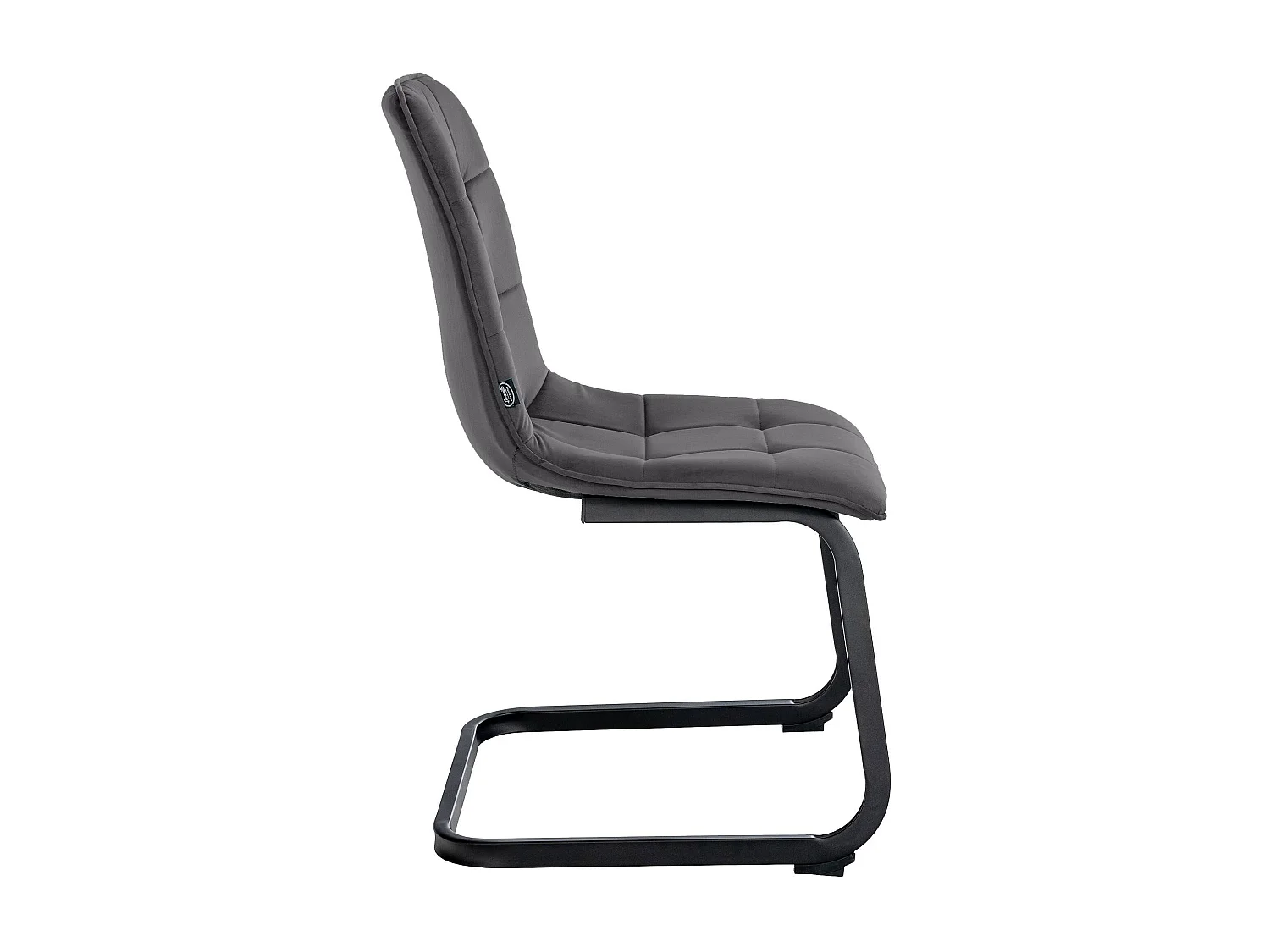 Set de 2 chaises de salle à manger coutures décoratives carrées en velours noir et pieds luge en métal noir 10_0001576