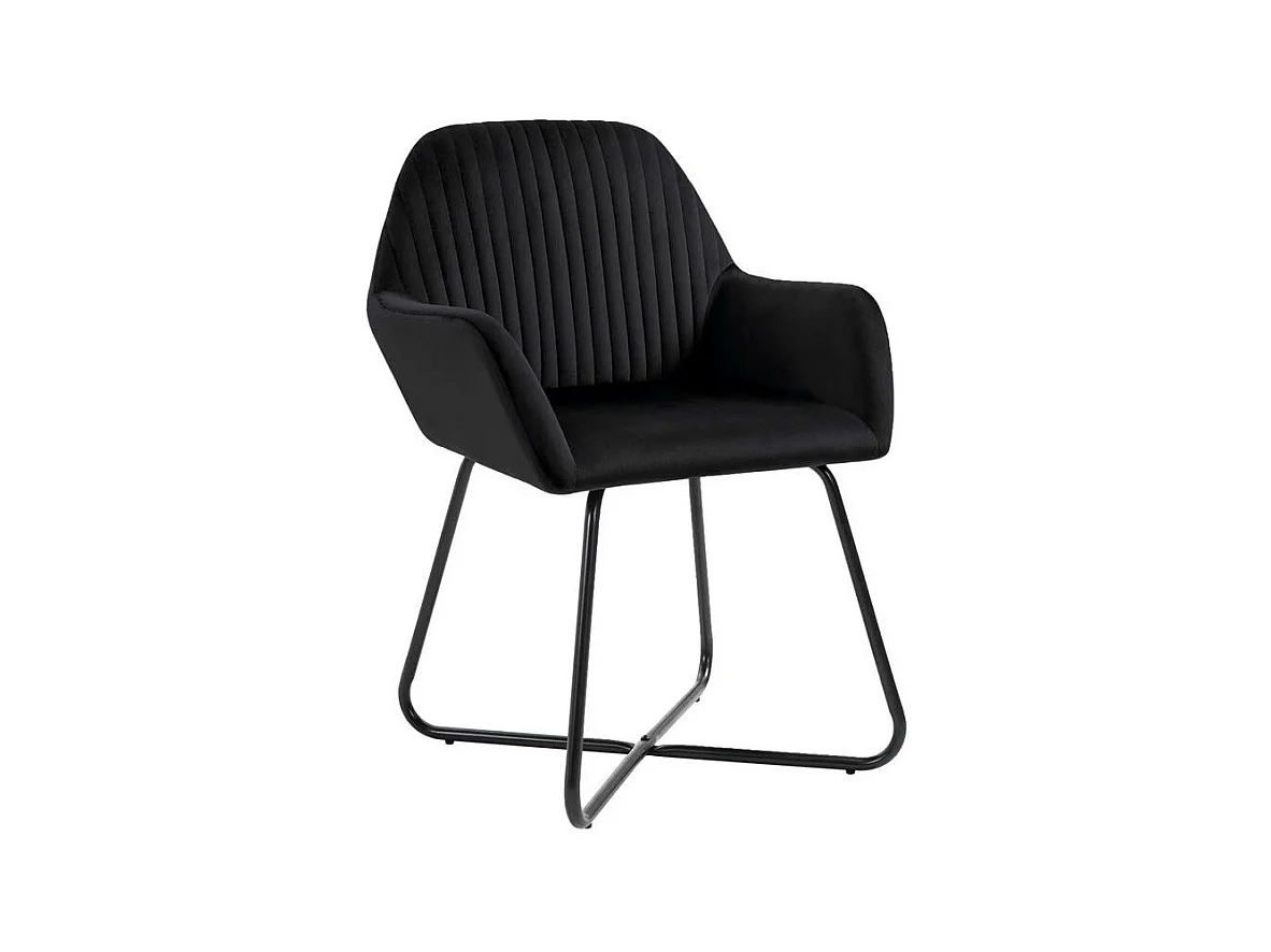 Chaise velours noir et pieds métal Mikee - Lot de 4