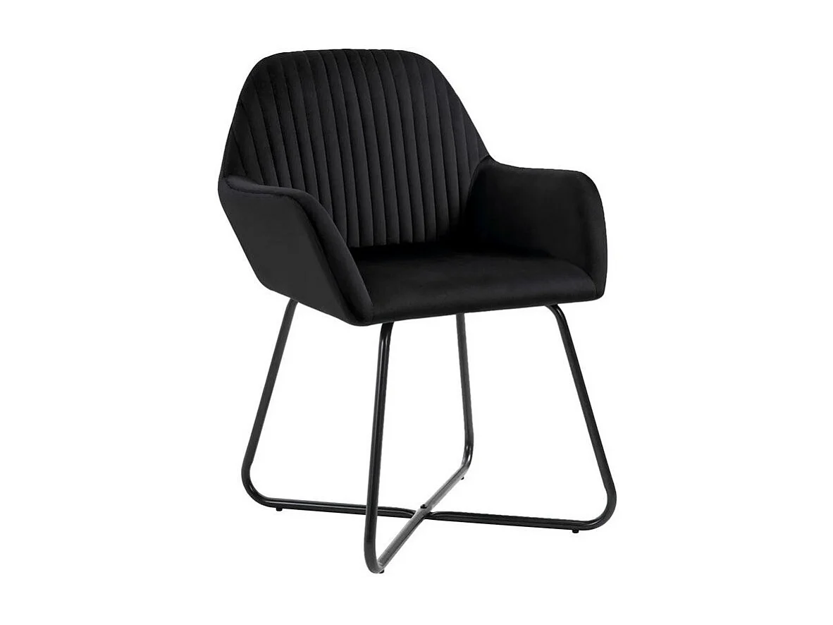 Chaise velours noir et pieds métal Mikee - Lot de 4