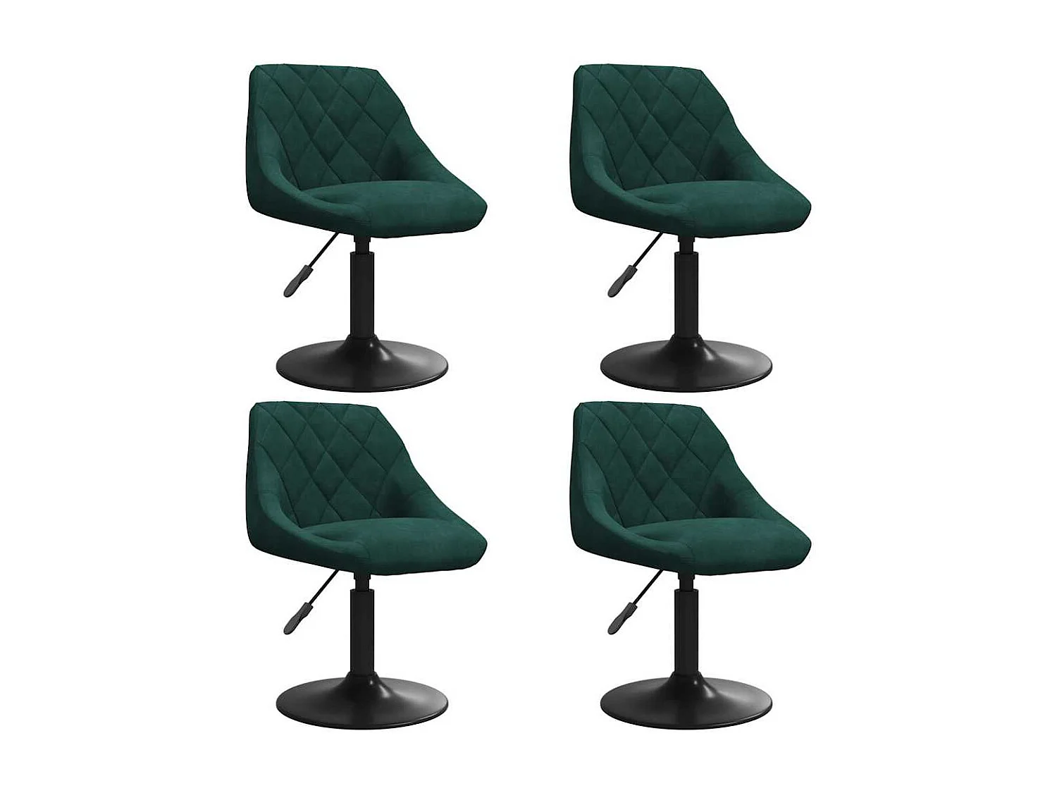Chaises pivotantes à manger lot de 4 vert foncé velours