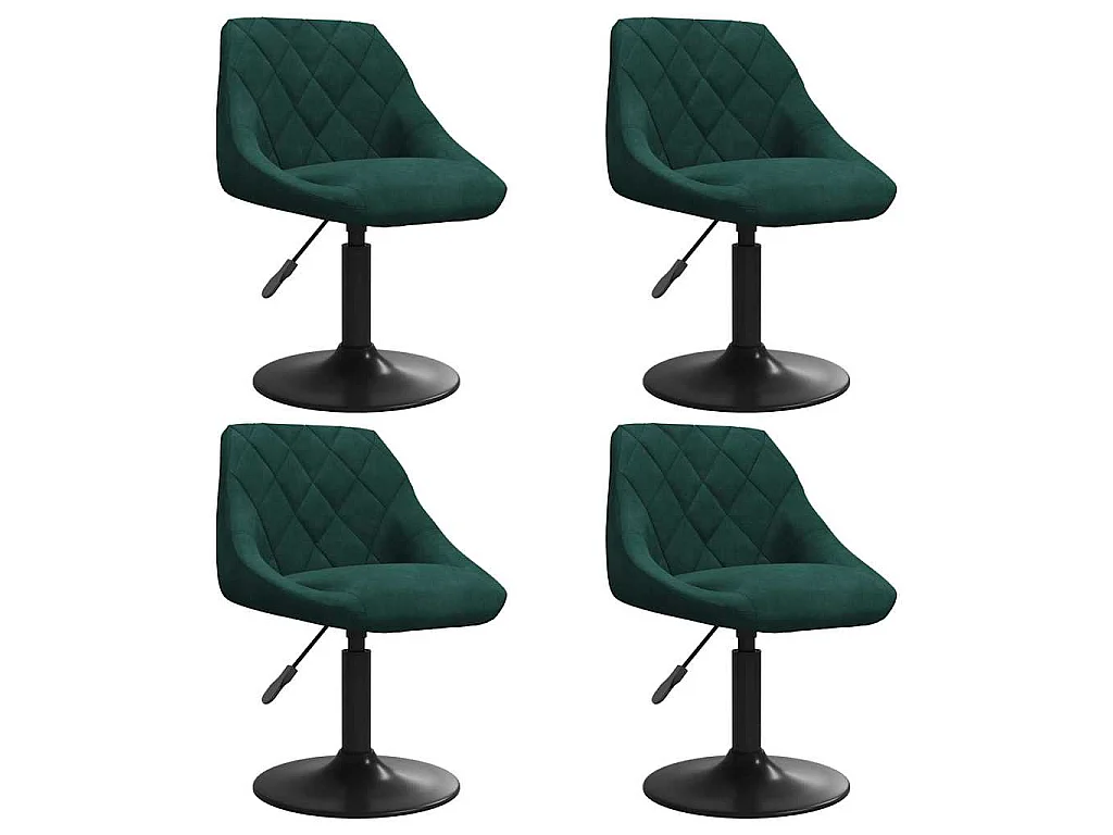 Zestaw 4 Nowoczesnych i Wygodnych Zielonych Krzeseł Obrotowych do Jadalni z Weluru