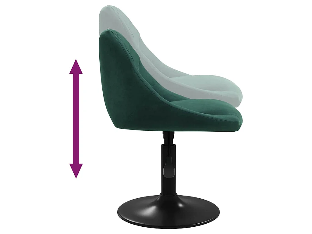 Zestaw 4 Nowoczesnych i Wygodnych Zielonych Krzeseł Obrotowych do Jadalni z Weluru