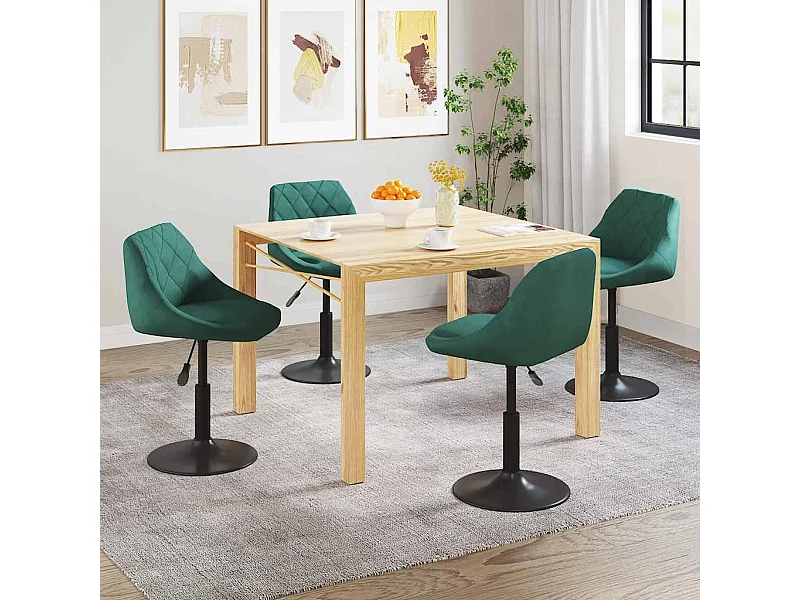 Cadeiras de jantar giratórias 4 pcs veludo verde-escuro