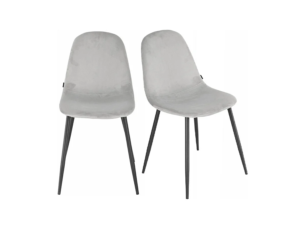 Lot de 2 chaises en velours gris clair avec pieds métal noir – BIBA 2