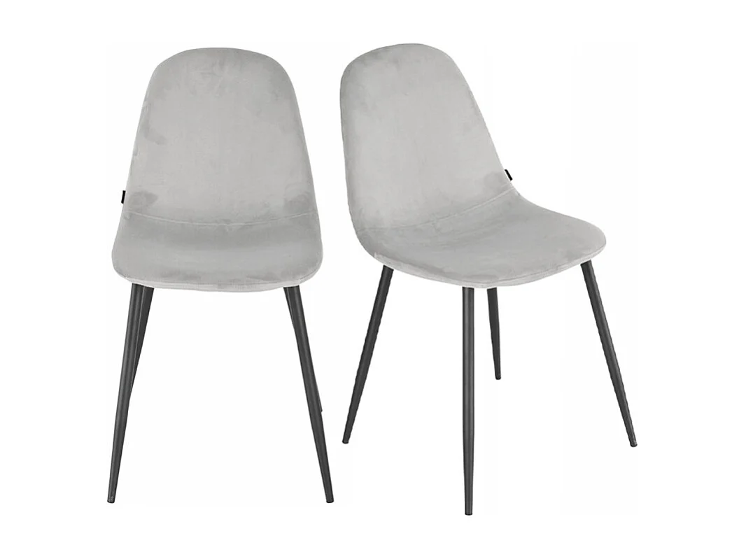 Lot de 2 chaises en velours gris clair avec pieds métal noir – BIBA 2