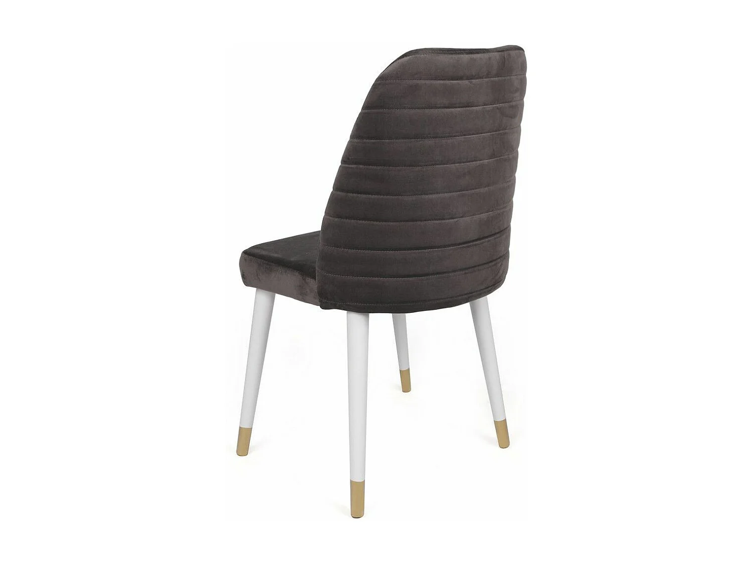 Lot de 2 chaises Vatri Velours Anthracite et Bois Blanc et Or